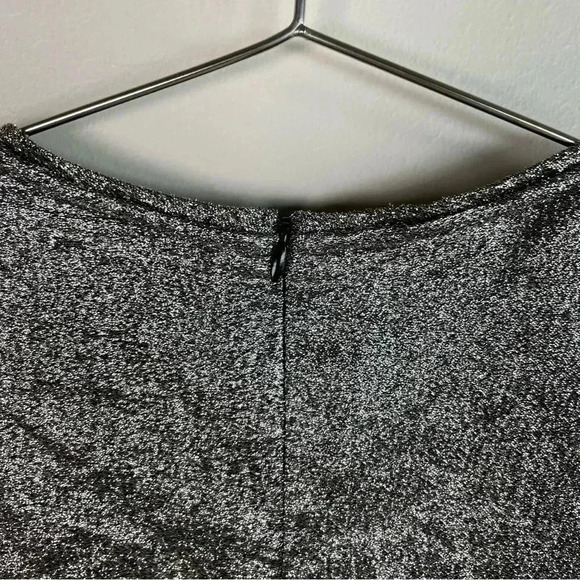 CEDRIC CHARLIER Metallic Silver Short Sleeve Silk Blend Top - Picture 6 of 9